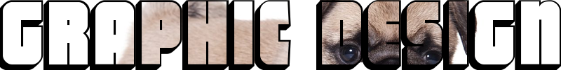 The words 'Graphic Design' with a picture of a pug mask
